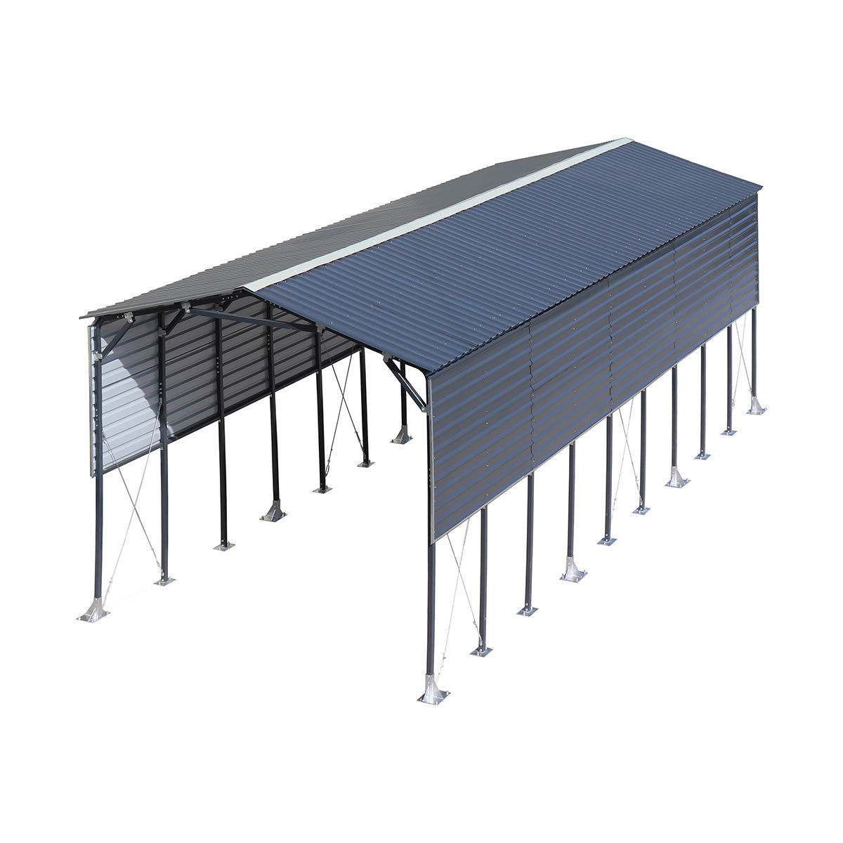 12' x 30' Metal Shed Boat Shelter, 12.3' Peak Height, 11' Clearance TMG-MSB1230