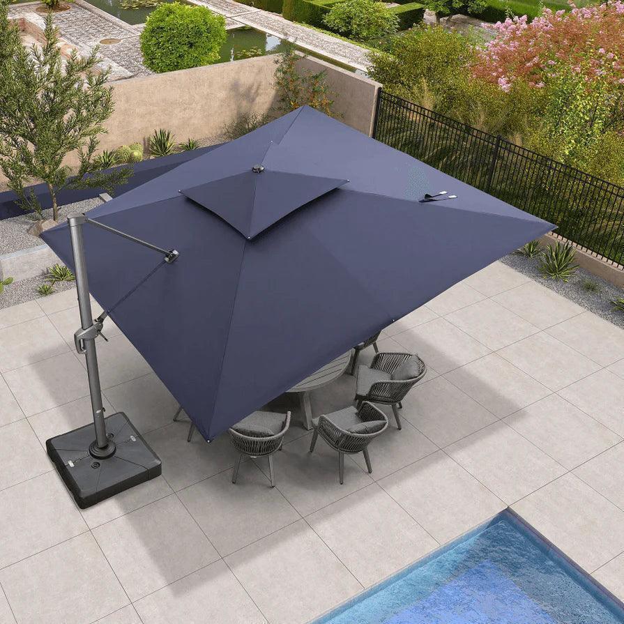 PURPLE LEAF Cantilever Patio Umbrella Gray Pole Outdoor Umbrella with UV Protection