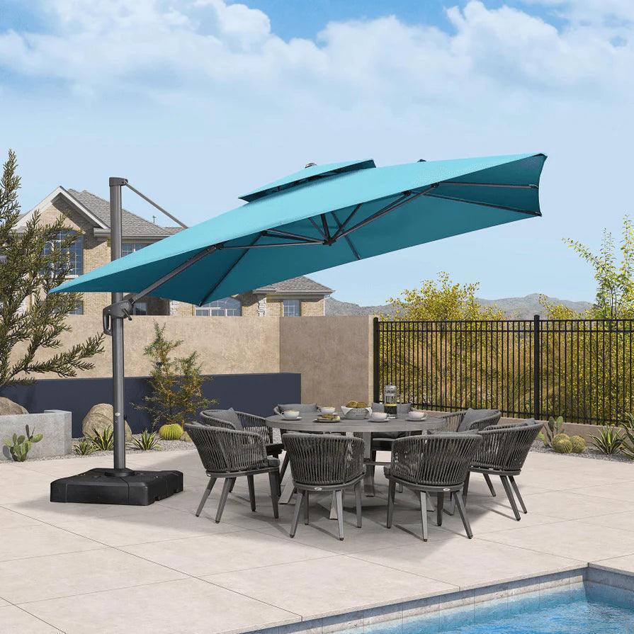 PURPLE LEAF Cantilever Patio Umbrella Gray Pole Outdoor Umbrella with UV Protection