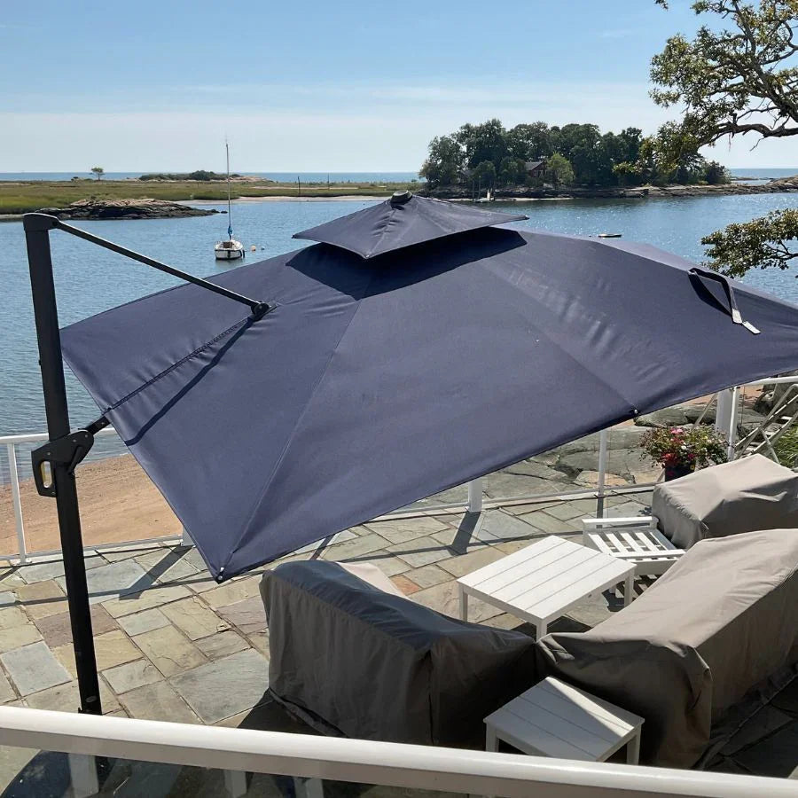 PURPLE LEAF Cantilever Patio Umbrella Gray Pole Outdoor Umbrella with UV Protection