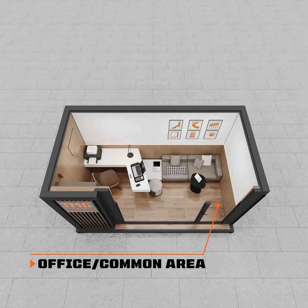 13' Custom Built Steel Container Office, 90 Sq-Ft Working Area, Super Heavy-Duty Galvanized Frame, High-Density Foam Insulation, TMG-SCO13