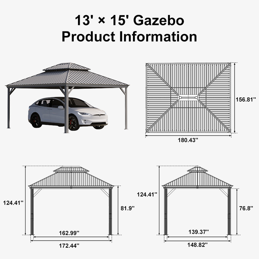 PURPLE LEAF Light Grey Metal Carport with Galvanized Steel Roof Heavy Duty Permanent Outdoor Car Shelter