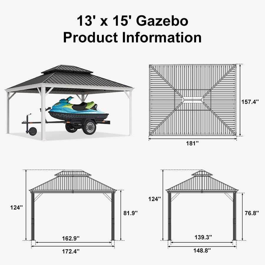 PURPLE LEAF White Metal Carport with Galvanized Steel Roof Aluminum Frame All-Weather Car Shelter