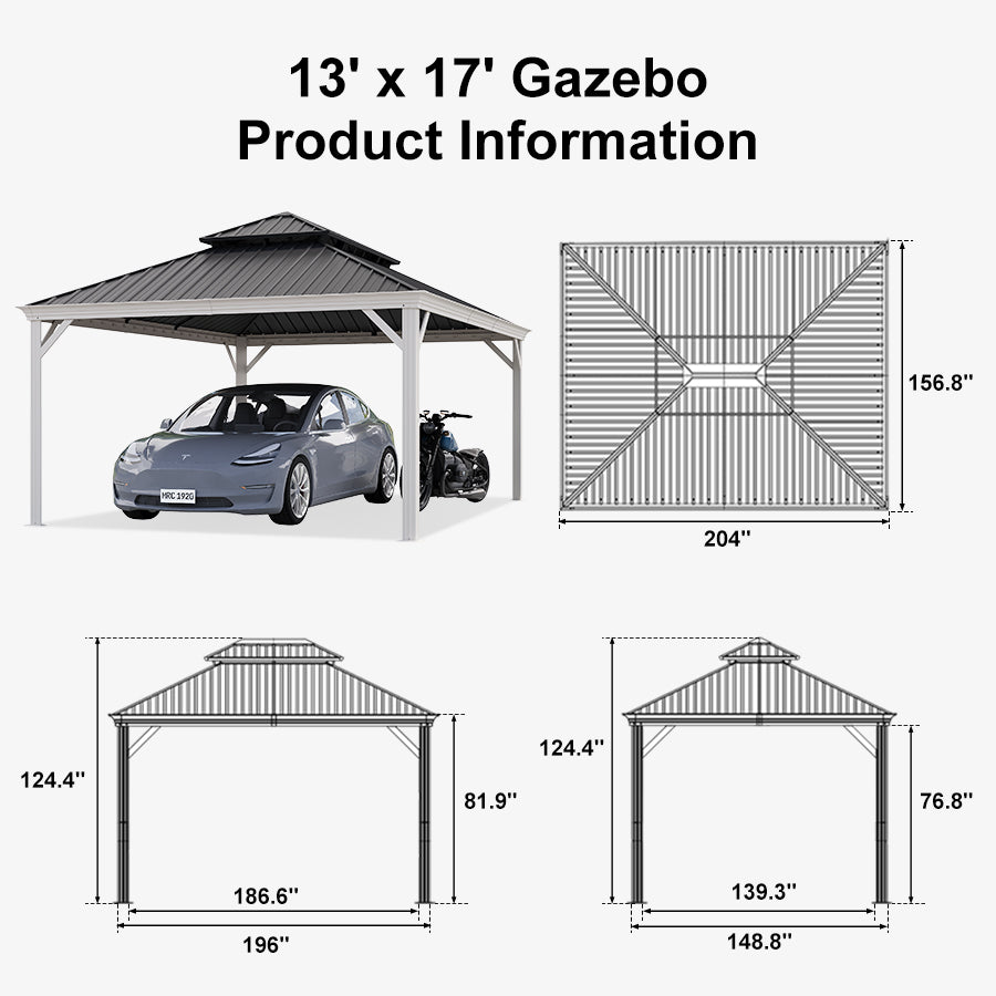 PURPLE LEAF White Metal Carport with Galvanized Steel Roof Aluminum Frame All-Weather Car Shelter