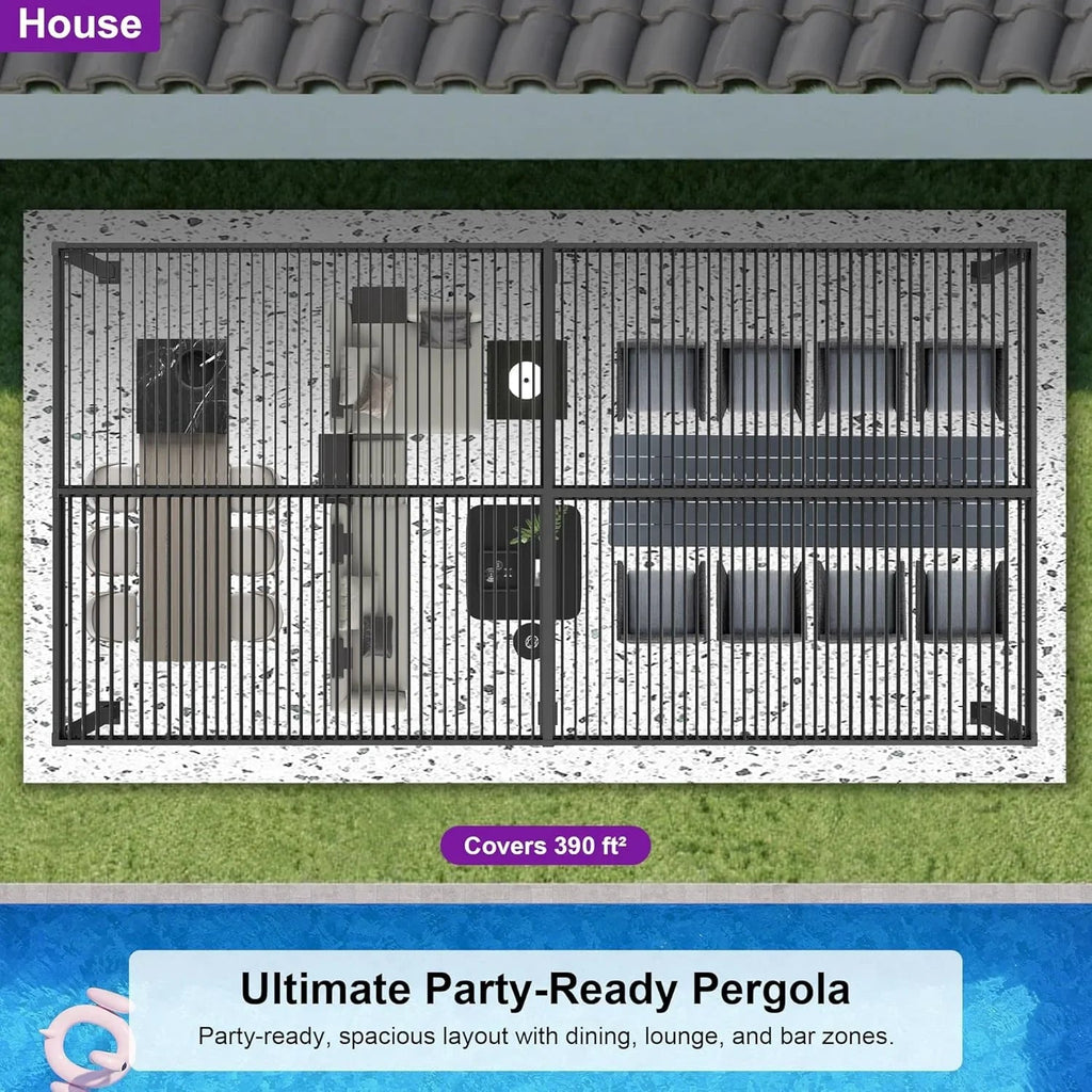 PURPLE LEAF Caesar Outdoor Louvered Pergola Patio Sun Shade Shelter with Adjustable Hardtop Patio Pergola Grey