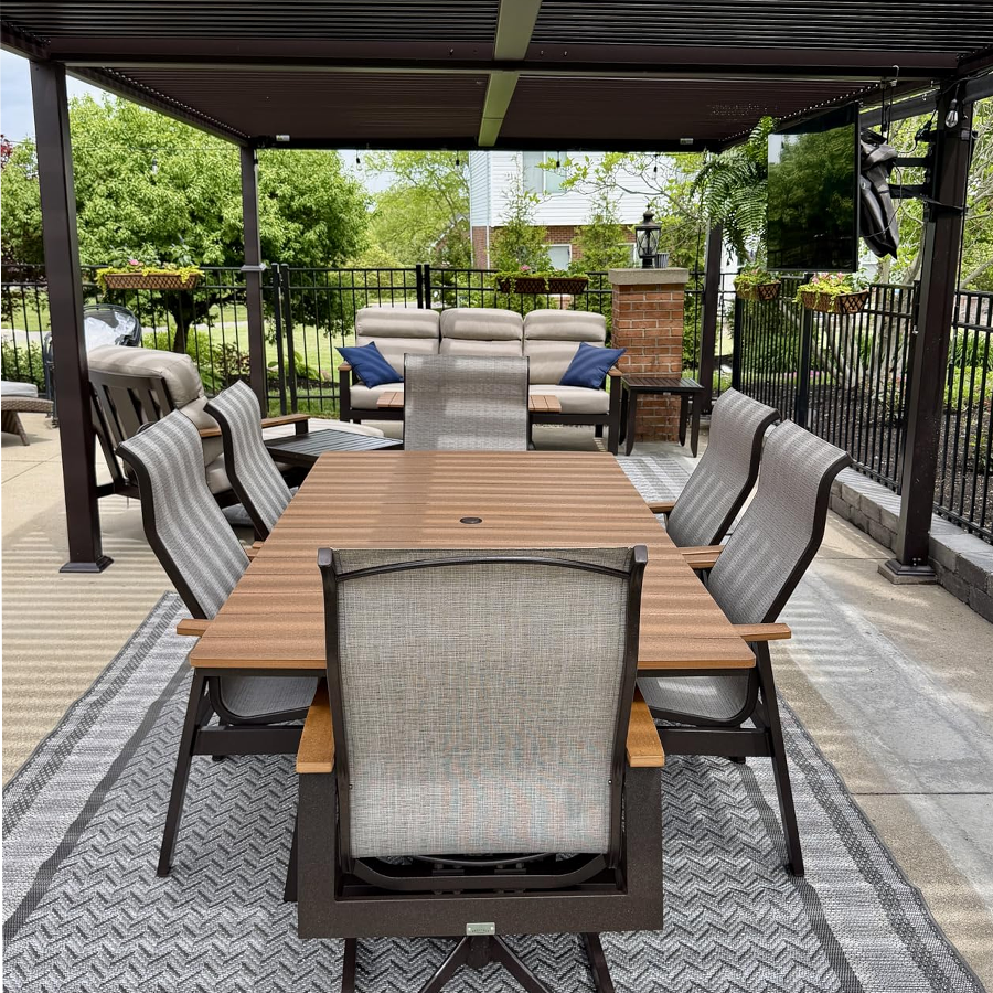PURPLE LEAF Caesar Louvered Pergola Outdoor Adjustable Roof Modern Patio Aluminum Pergola for Deck Backyard Garden Hardtop Gazebo Bronze