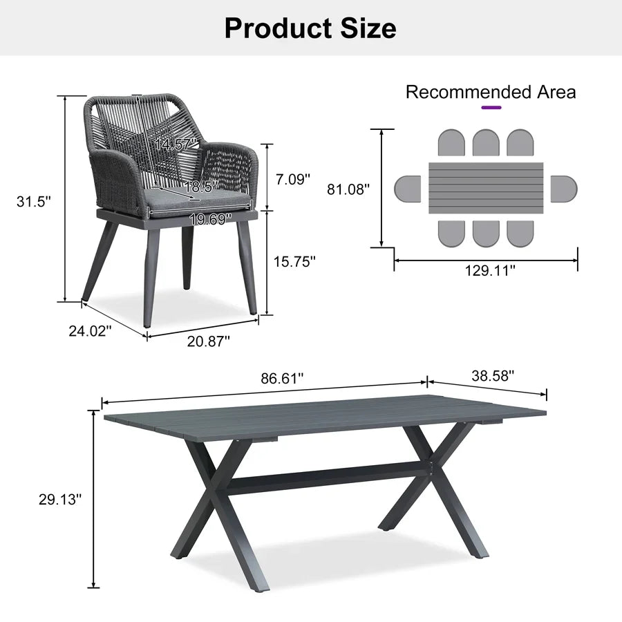 PURPLE LEAF Outdoor Dining Set All-Weather PE Rattan Outdoor Patio Furniture Set with Aluminum Frame