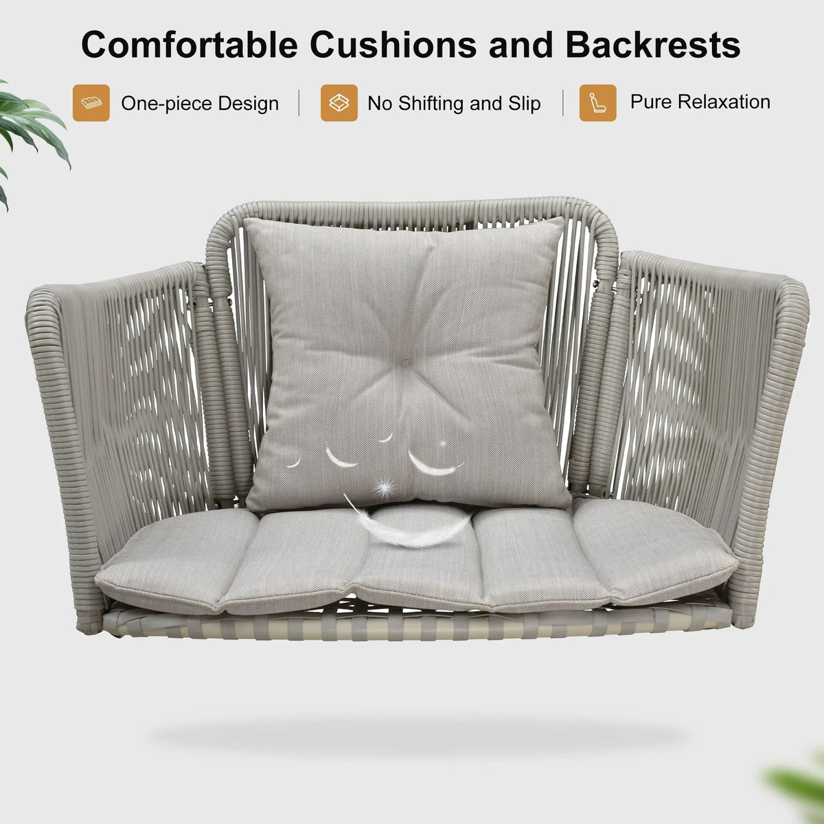 PURPLE LEAF Double Cloud Hanging Chair - Outdoor Patio Rattan Swing Chair with Cushion and Backrest.