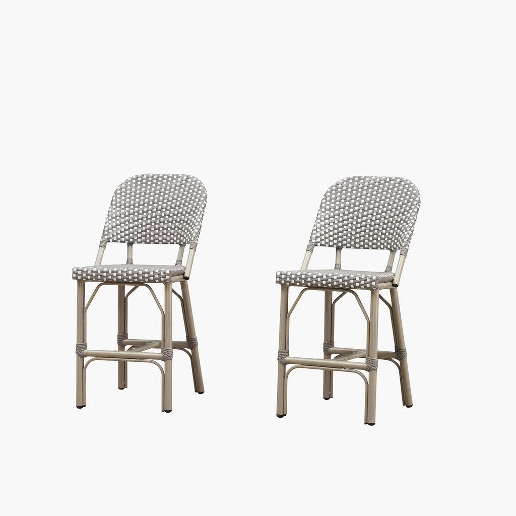 PURPLE LEAF Outdoor Bar Height Stools Set of 2 French Country Patio Rattan Bar Stool Chairs Outdoor Armless Barstools for Porch Garden Indoor Kitchen