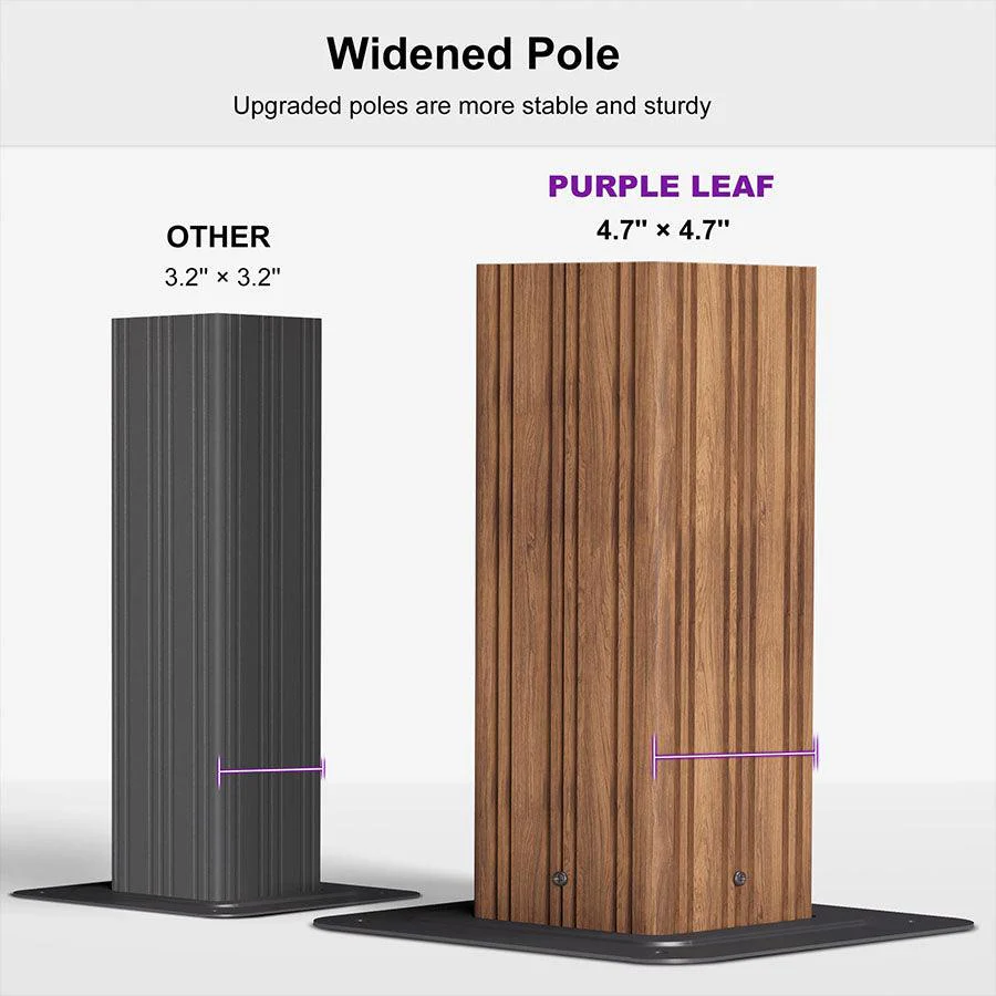 PURPLE LEAF Outdoor Aluminum Carport Heavy-Duty with Wood Grain Aluminum Frame