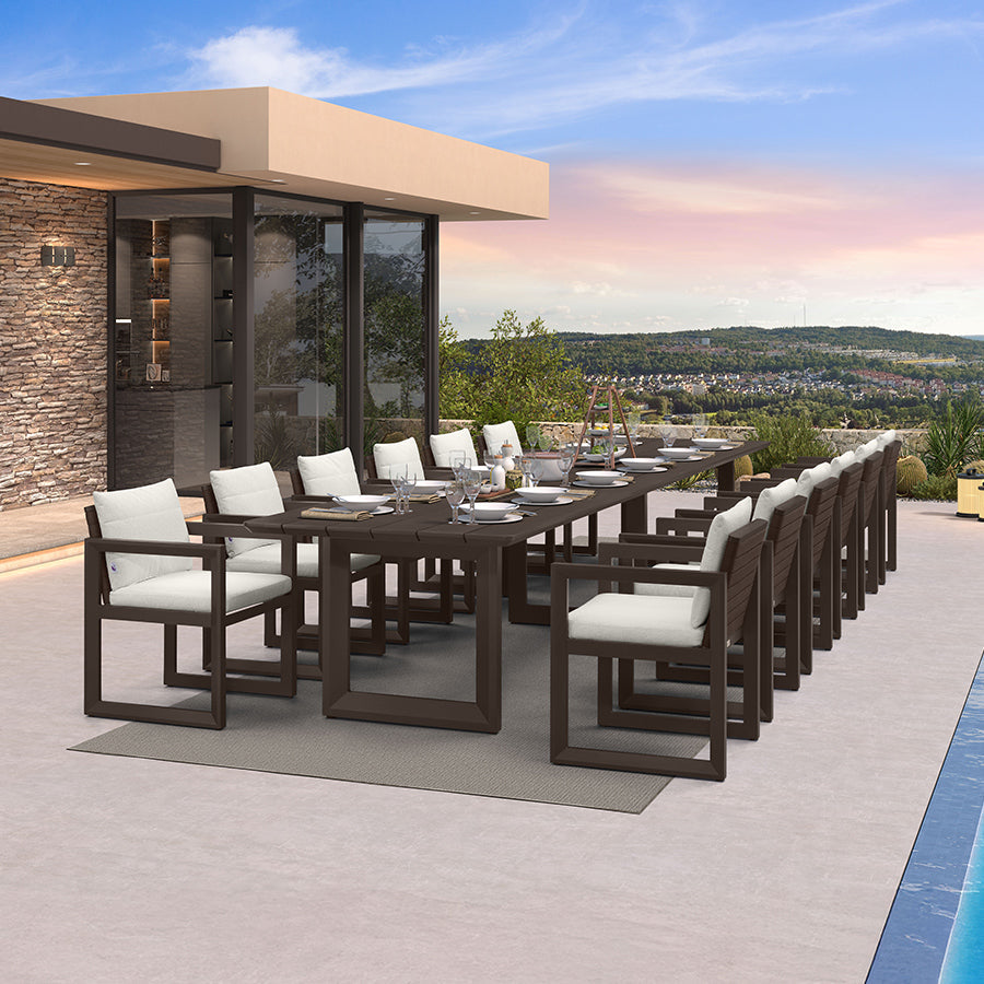 PURPLE LEAF Caesar Outdoor Dining Set Aluminum Luxury Patio Furniture Table and Chairs Set with Olifen Removable Thick Cushion and Pillow Patio Dining Sets for Garden Deck