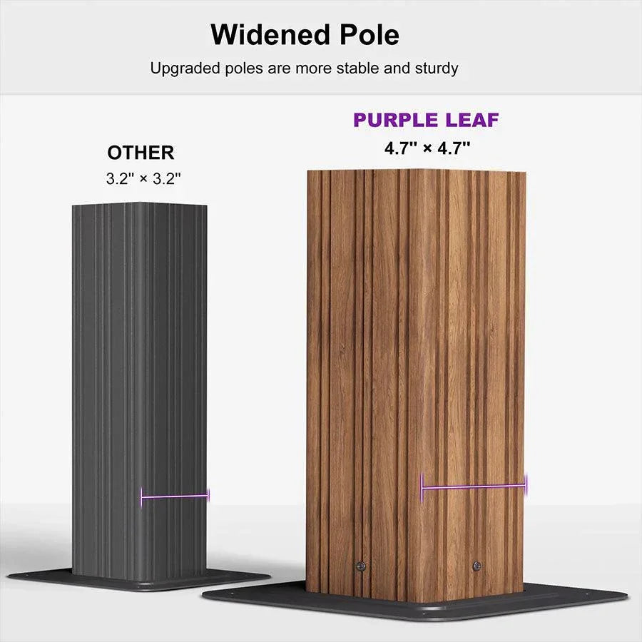 PURPLE LEAF – Pavillon à toit rigide pour terrasse, structure en aluminium effet bois avec guirlande lumineuse – clear