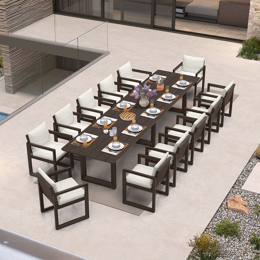 PURPLE LEAF Caesar Outdoor Dining Set Aluminum Luxury Patio Furniture Table and Chairs Set with Olifen Removable Thick Cushion and Pillow Patio Dining Sets for Garden Deck