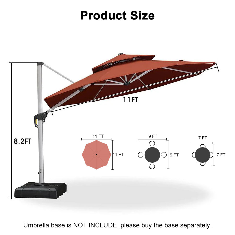 PURPLE LEAF Round Cantilever Patio Umbrella Heavy Duty Umbrella for Porch Garden Pool