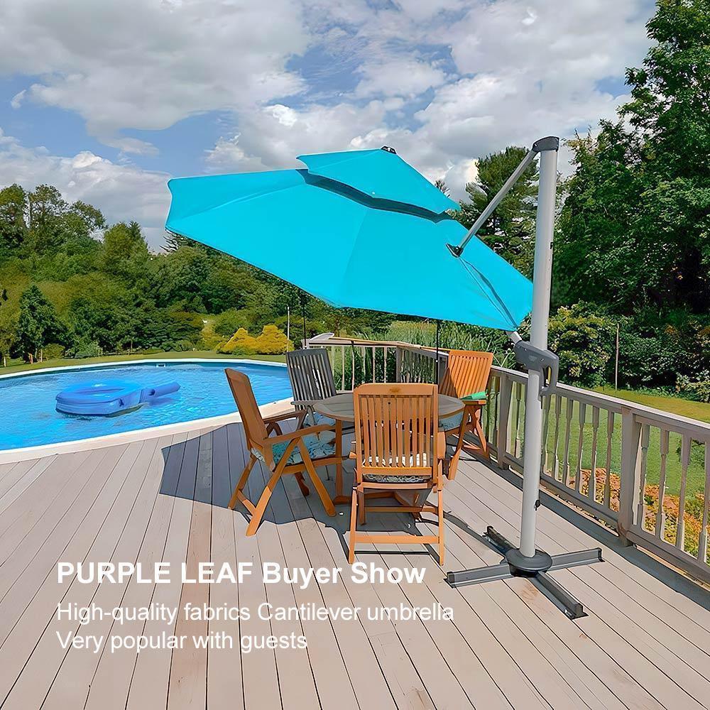PURPLE LEAF Round Cantilever Patio Umbrella Heavy Duty Umbrella for Porch Garden Pool