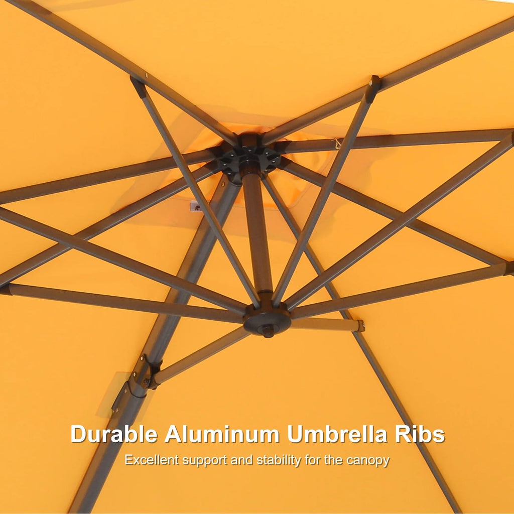 PURPLE LEAF Pool Umbrella Outdoor Cantilever Umbrella with In-ground Base