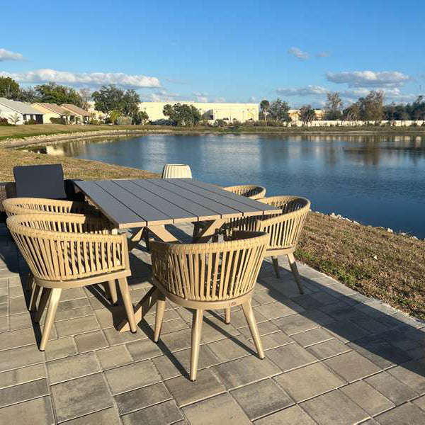 PURPLE LEAF 7/9/11 Pieces Outdoor Dining Set Aluminum Table & Wicker Rattan Chairs Modern Patio Furniture Set for Deck
