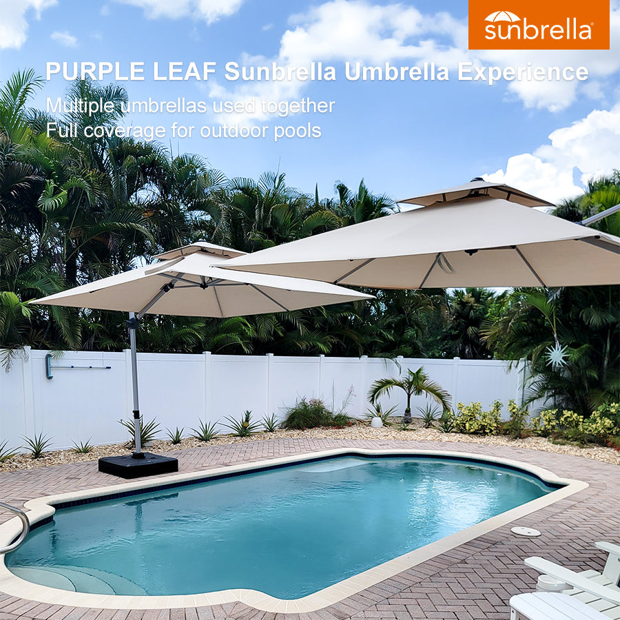 PURPLE LEAF – Parasol de terrasse Premium Classic SUNBRELLA déporté