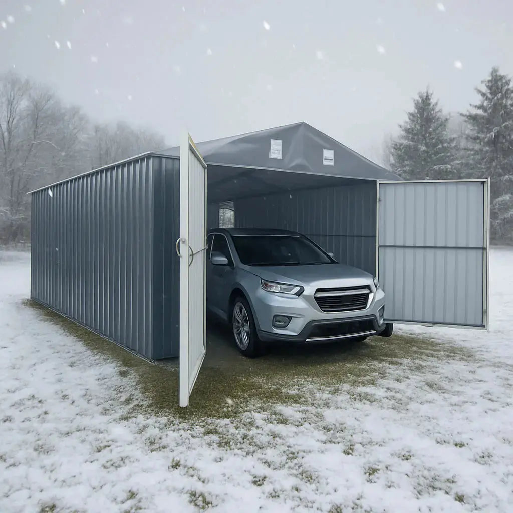 TMG Heavy Series™ 13' x 20' Metal Garage Shed with Double Front Doors and Side Entry Door, 8'6" Peak Height TMG-MS1320B