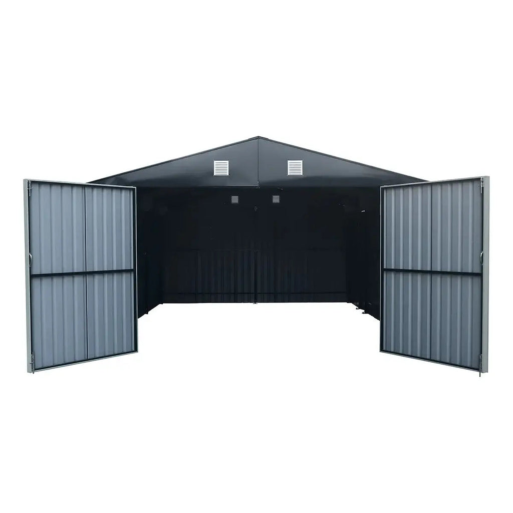 TMG Heavy Series™ 13' x 20' Metal Garage Shed with Double Front Doors and Side Entry Door, 8'6" Peak Height TMG-MS1320B