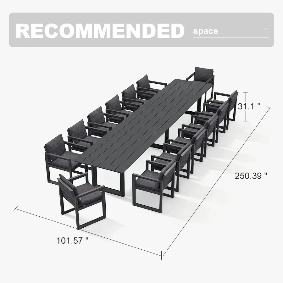 PURPLE LEAF Caesar Outdoor Dining Set Aluminum Luxury Patio Furniture Table and Chairs Set with Olifen Removable Thick Cushion and Pillow Patio Dining Sets for Garden Deck