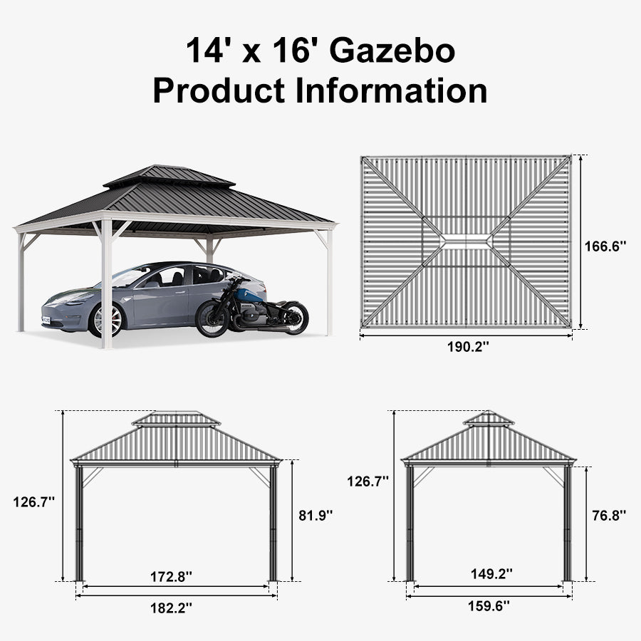 PURPLE LEAF White Metal Carport with Galvanized Steel Roof Aluminum Frame All-Weather Car Shelter