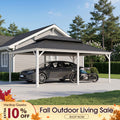PURPLE LEAF White Metal Carport with Galvanized Steel Roof Aluminum Frame All-Weather Car Shelter