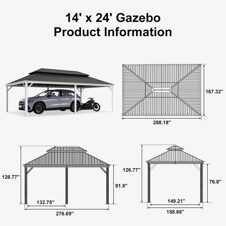PURPLE LEAF White Metal Carport with Galvanized Steel Roof Aluminum Frame All-Weather Car Shelter