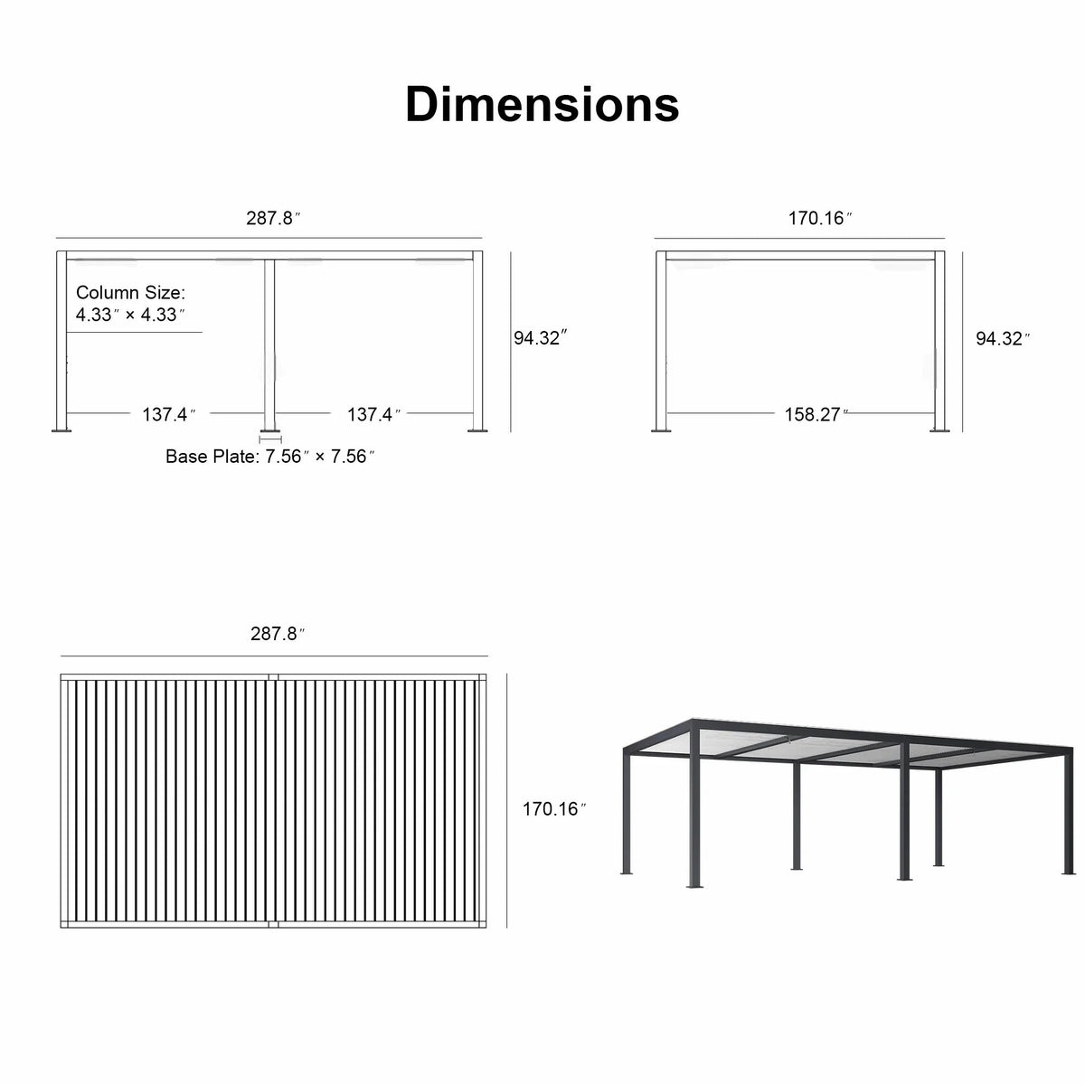 PURPLE LEAF Athena Louvered Pergola Outdoor Aluminum Pergola with Adjustable Roof for Deck Backyard Garden Hardtop Gazebo