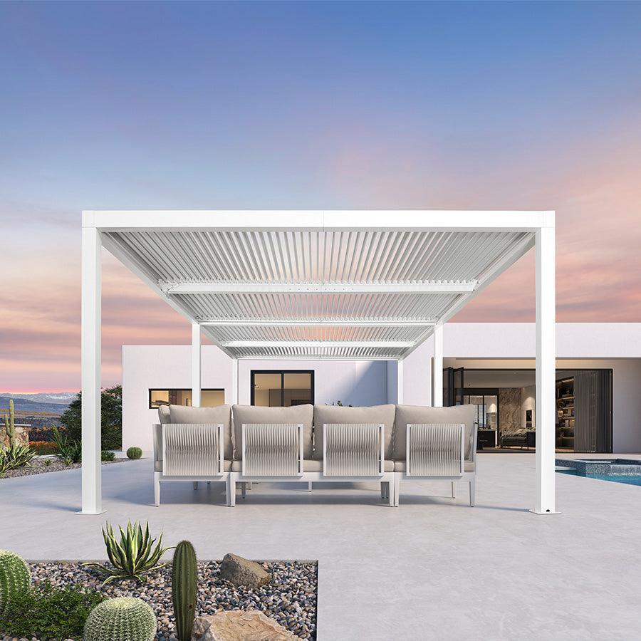 PURPLE LEAF Athena Louvered Pergola Outdoor Aluminum Pergola with Adjustable Roof for Deck Backyard Garden Hardtop Gazebo