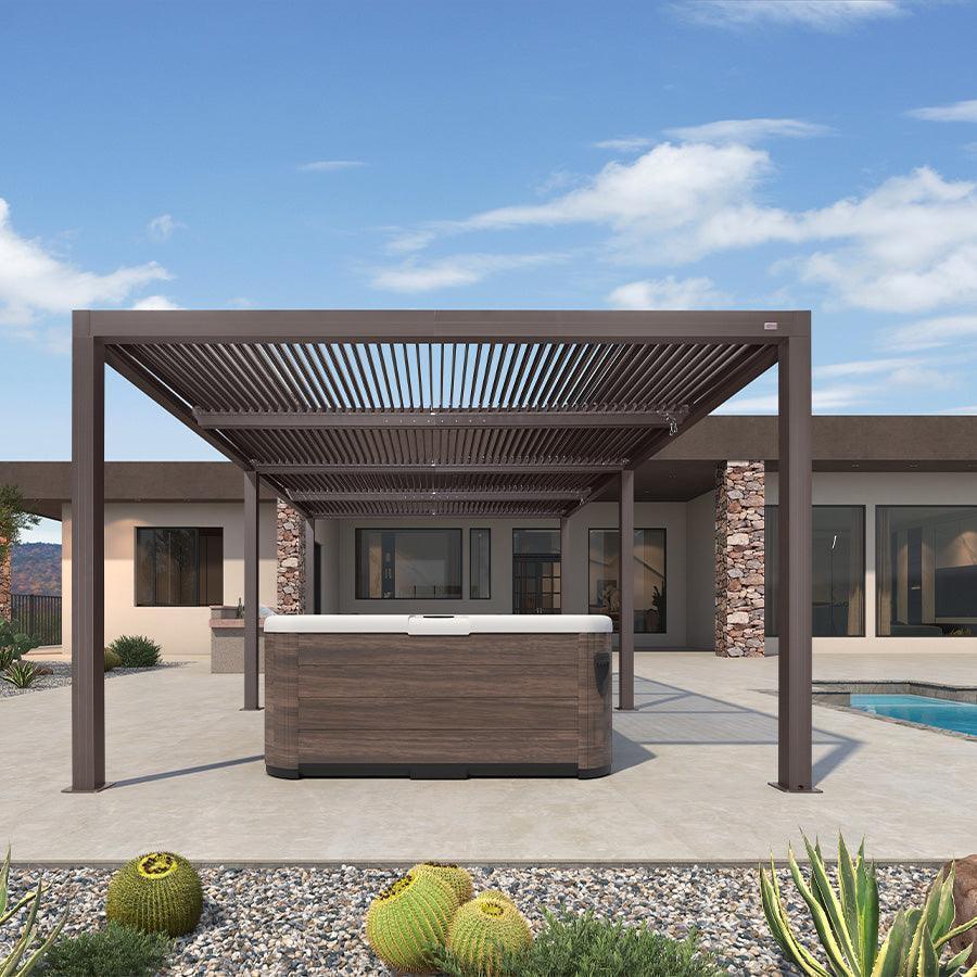 PURPLE LEAF Athena Louvered Pergola Outdoor Aluminum Pergola with Adjustable Roof for Deck Backyard Garden Hardtop Gazebo