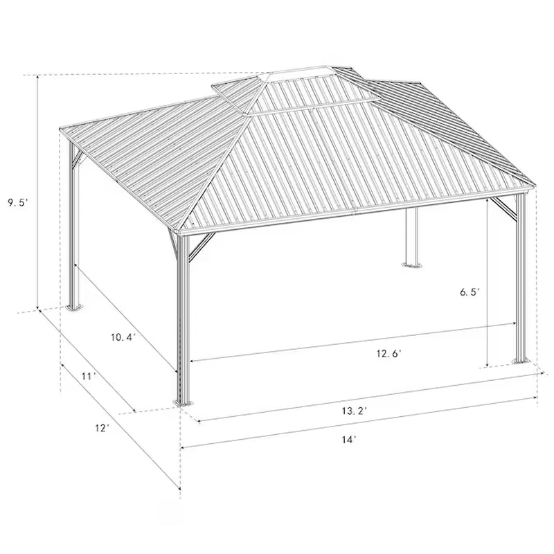 12-Ft X 14-Ft Gazebo Gray Gazebo with Hardtop Roof (Screen Included)