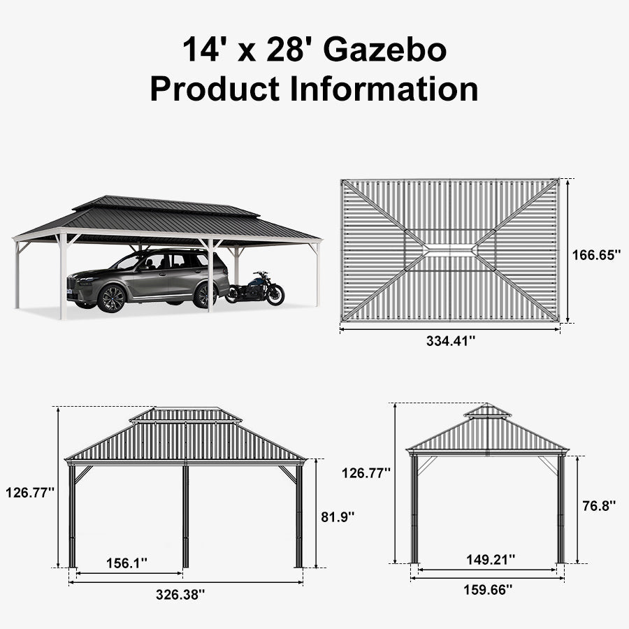 PURPLE LEAF White Metal Carport with Galvanized Steel Roof Aluminum Frame All-Weather Car Shelter