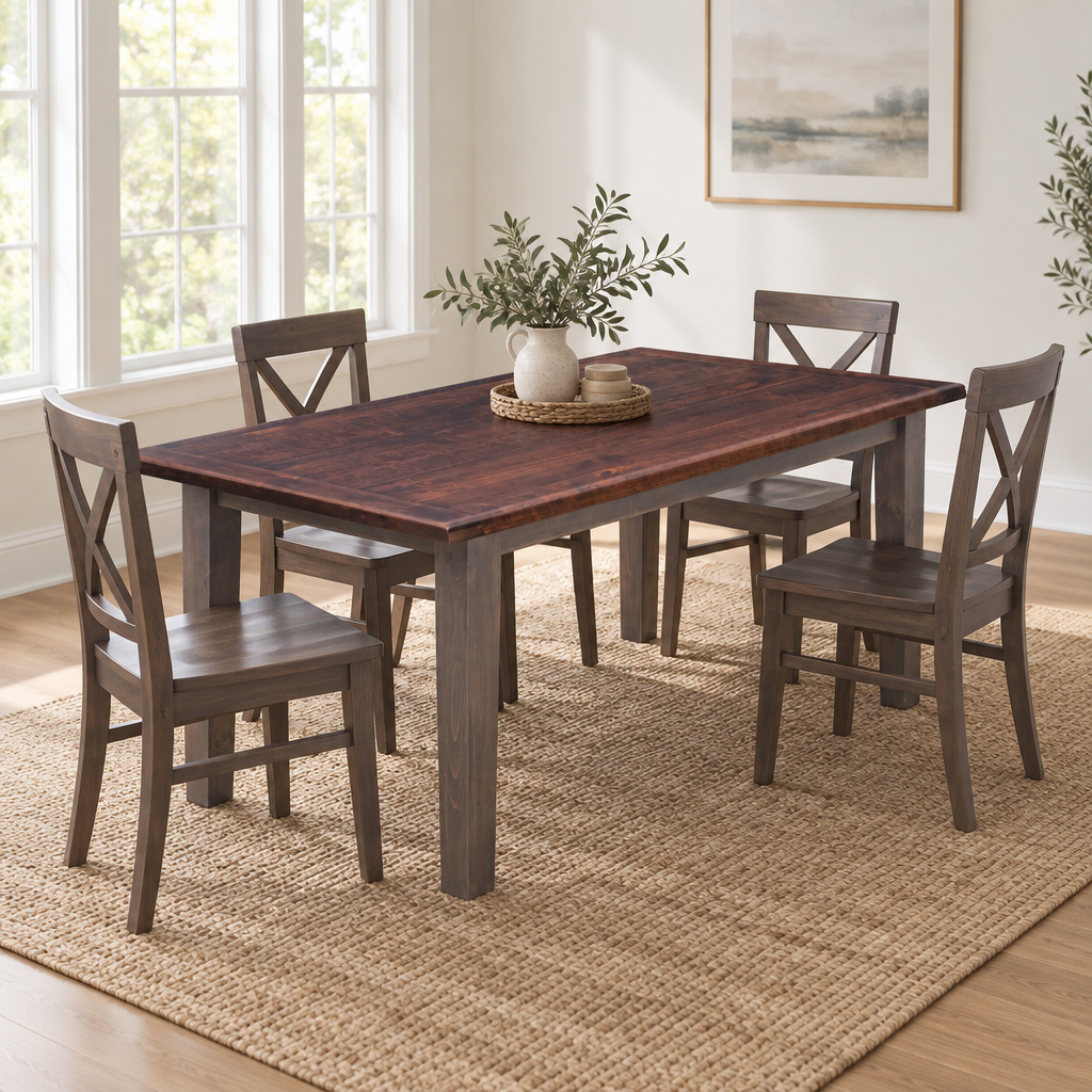Amish Yorkana Thick Plank Top Dining Farm Table