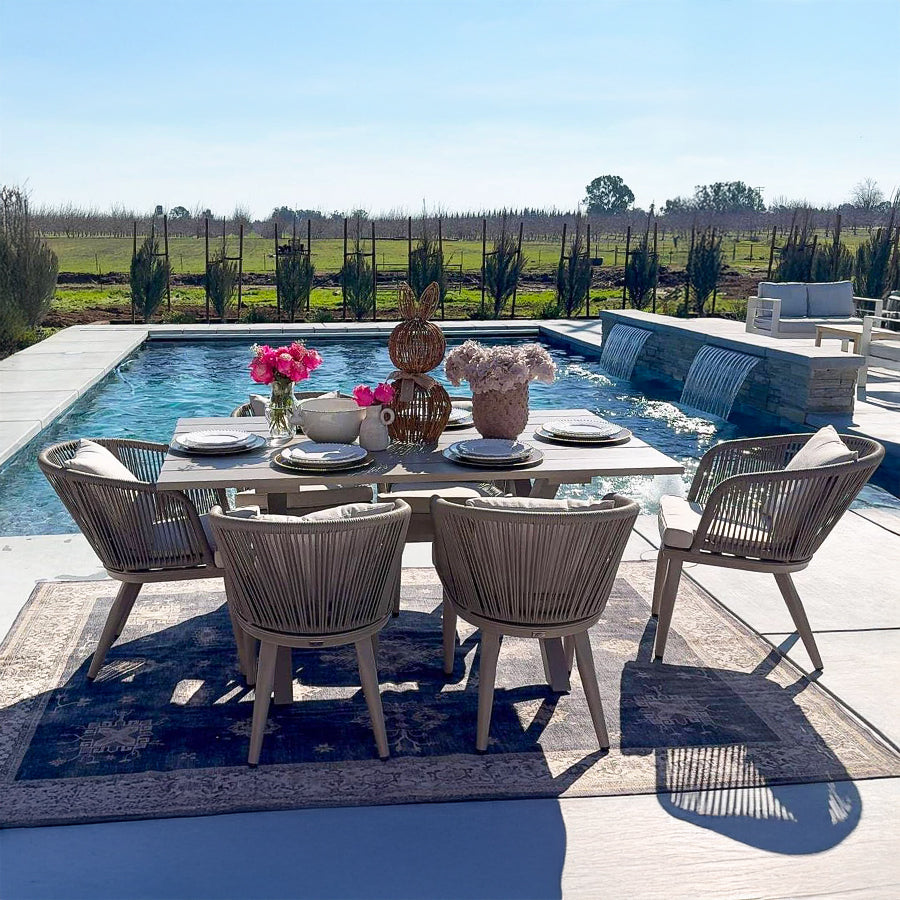 PURPLE LEAF Patio Dining Sets Aluminum Frame and Handwoven Wicker Chairs Set for Garden Deck, Cushions and Pillows included