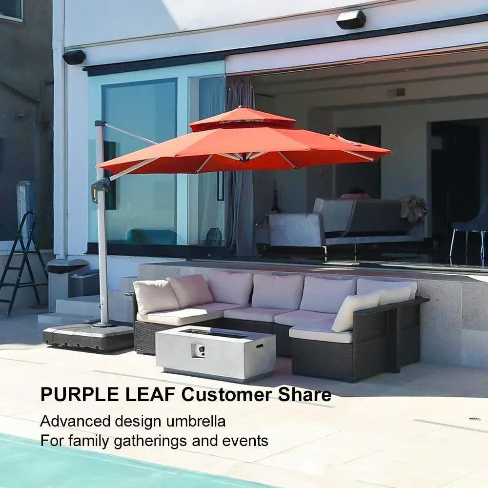 PURPLE LEAF Round Cantilever Patio Umbrella Heavy Duty Umbrella for Porch Garden Pool