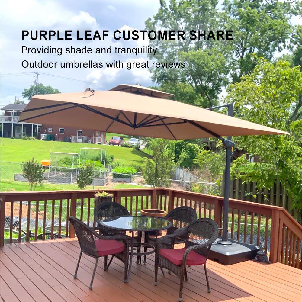 PURPLE LEAF Cantilever Patio Umbrella Gray Pole Outdoor Umbrella with UV Protection