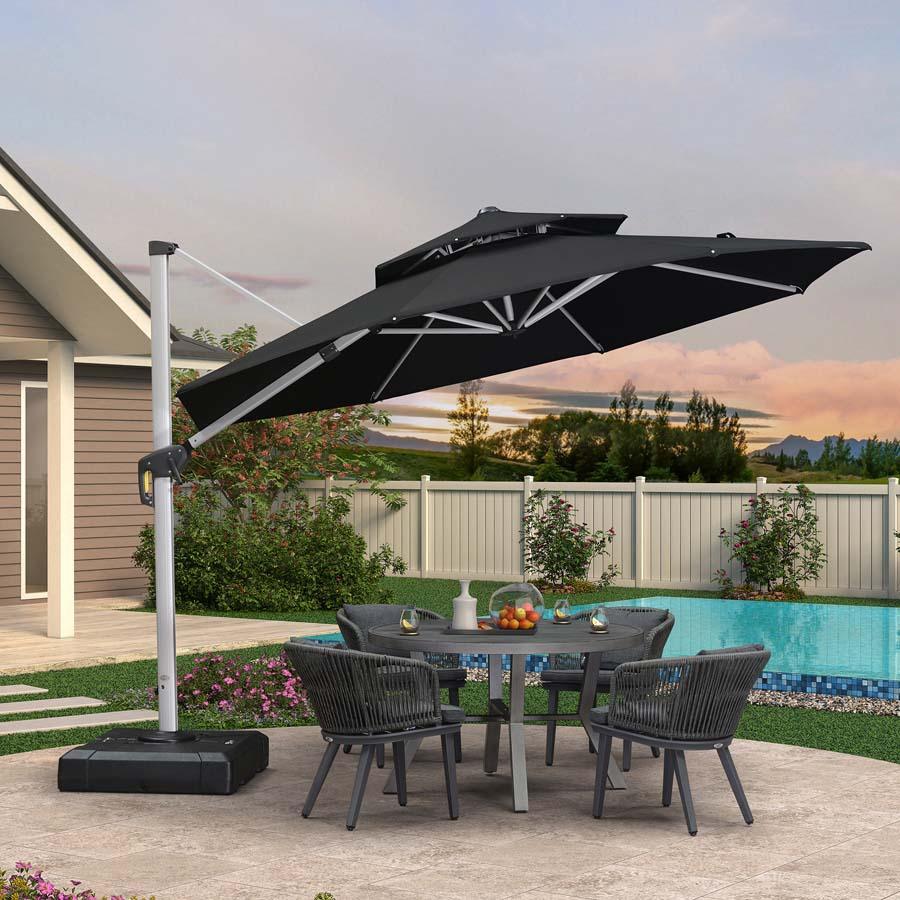 PURPLE LEAF Round Cantilever Patio Umbrella Heavy Duty Umbrella for Porch Garden Pool