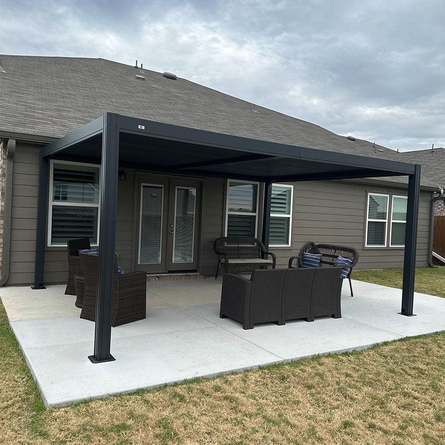 PURPLE LEAF Athena Louvered Pergola Outdoor Aluminum Pergola with Adjustable Roof for Deck Backyard Garden Hardtop Gazebo