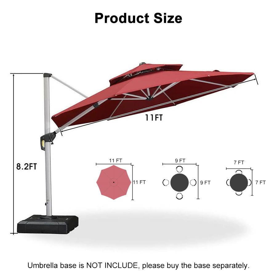 PURPLE LEAF Round Cantilever Patio Umbrella Heavy Duty Umbrella for Porch Garden Pool