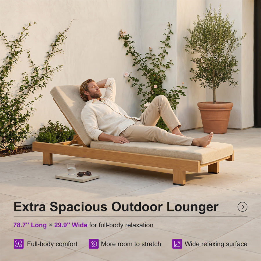 PURPLE LEAF Outdoor Luxury Daybed for Patio,  Poolside Chaise Lounge Bed with Cushion, Olefin Blend Fabric, Aluminum Frame Sunbed for Deck and Backyard