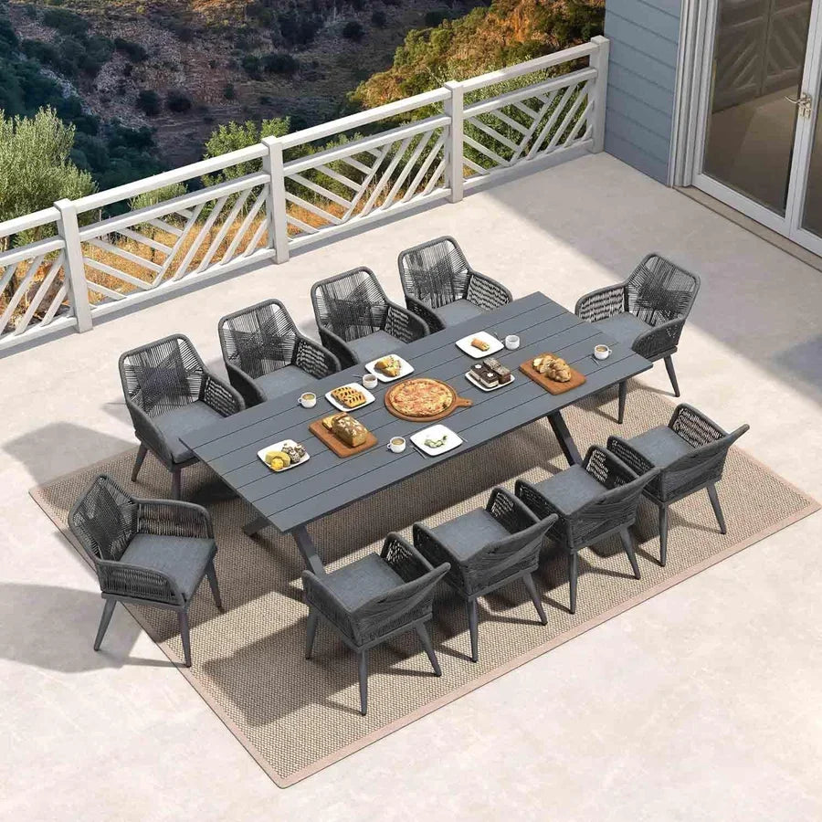 PURPLE LEAF Outdoor Dining Set All-Weather PE Rattan Outdoor Patio Furniture Set with Aluminum Frame