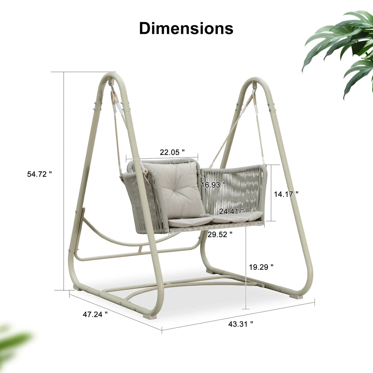 PURPLE LEAF Double Cloud Hanging Chair - Outdoor Patio Rattan Swing Chair with Cushion and Backrest.