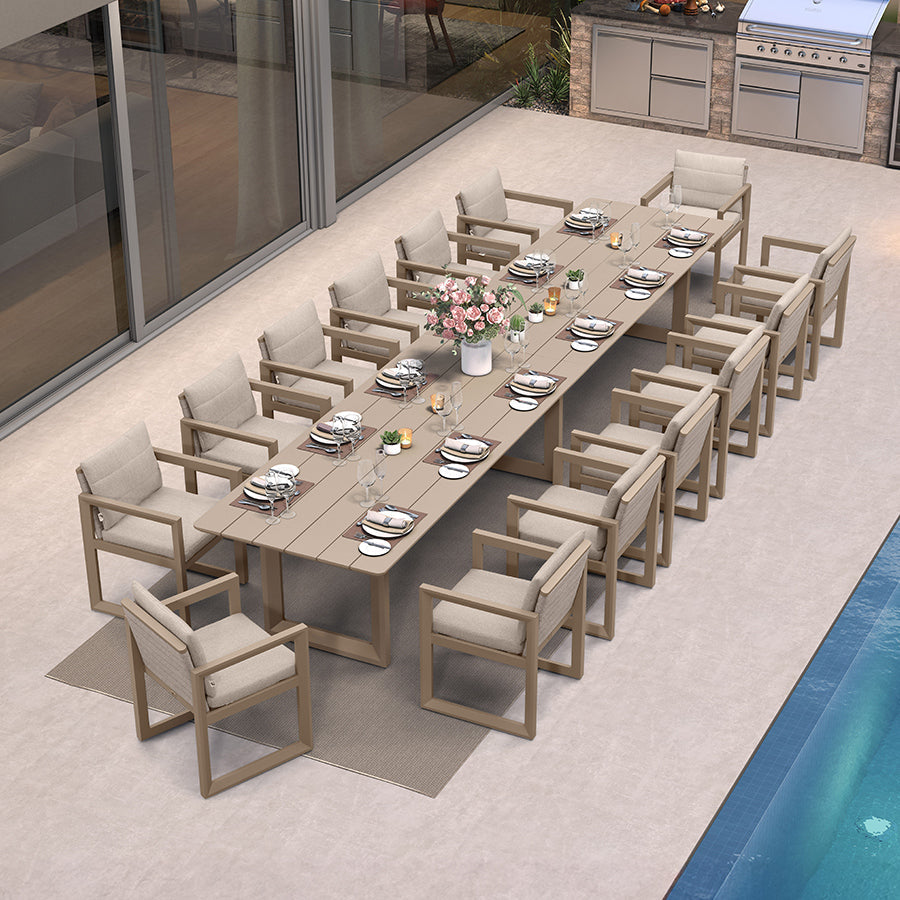 PURPLE LEAF Caesar Outdoor Dining Set Aluminum Luxury Patio Furniture Table and Chairs Set with Olifen Removable Thick Cushion and Pillow Patio Dining Sets for Garden Deck