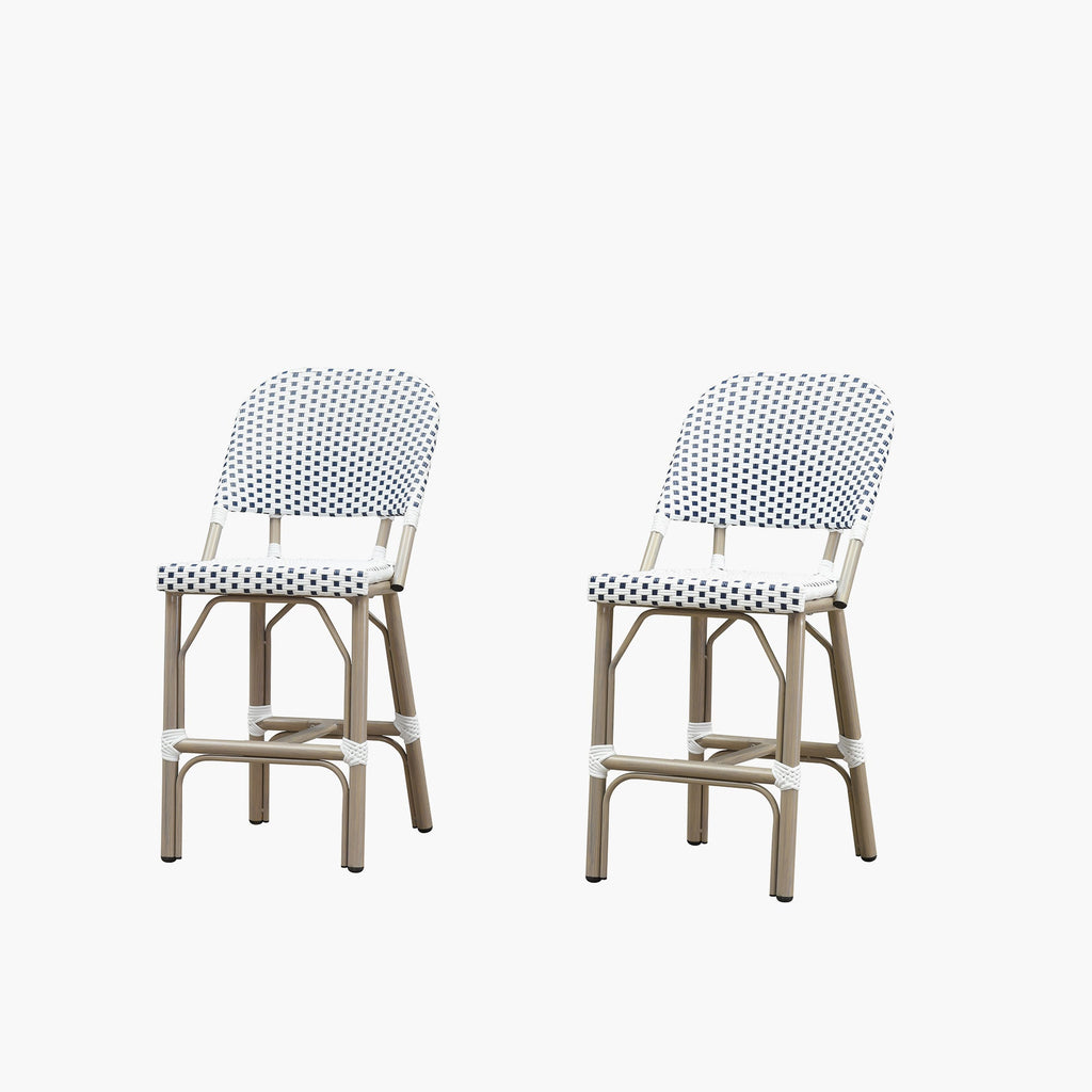 PURPLE LEAF Outdoor Bar Height Stools Set of 2 French Country Patio Rattan Bar Stool Chairs Outdoor Armless Barstools for Porch Garden Indoor Kitchen