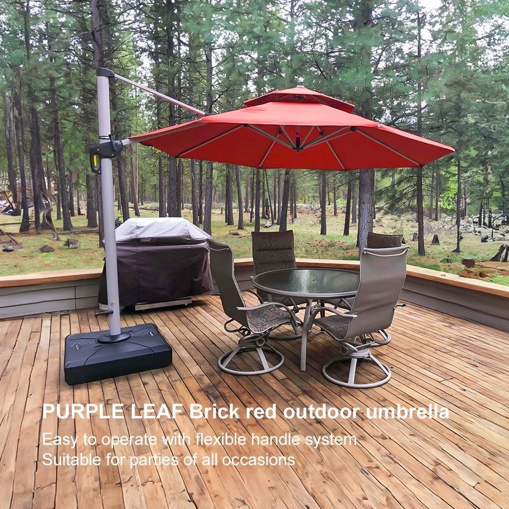 PURPLE LEAF Round Cantilever Patio Umbrella Heavy Duty Umbrella for Porch Garden Pool