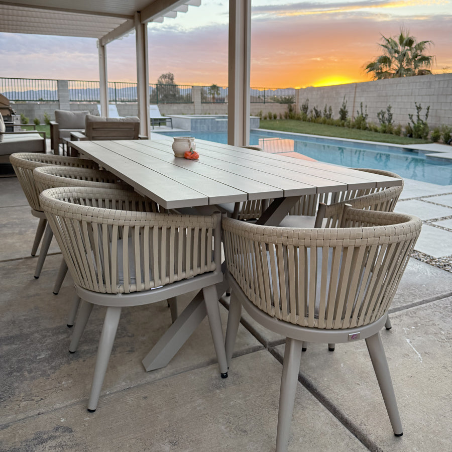 PURPLE LEAF 7/9/11 Pieces Outdoor Dining Set Aluminum Table & Wicker Rattan Chairs Modern Patio Furniture Set for Deck