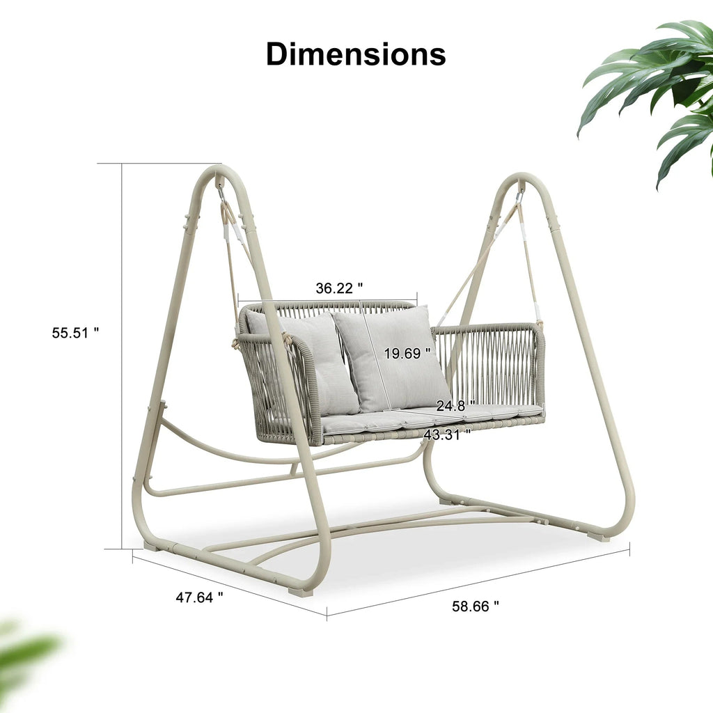 PURPLE LEAF Double Cloud Hanging Chair - Outdoor Patio Rattan Swing Chair with Cushion and Backrest.