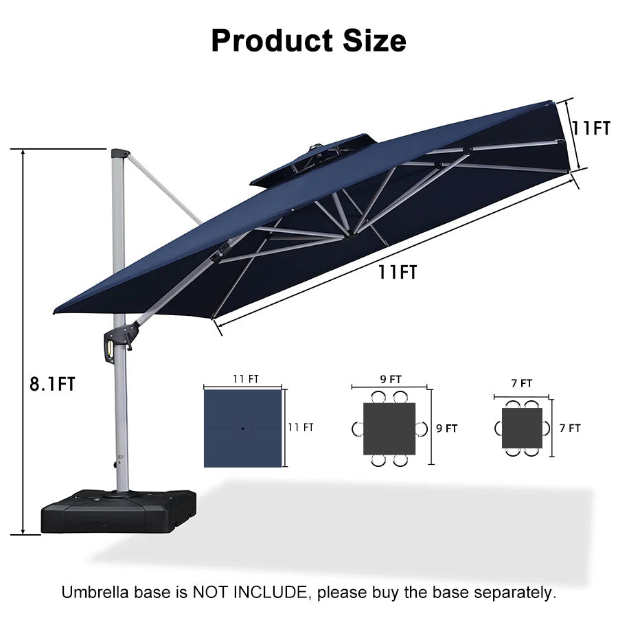 PURPLE LEAF Outdoor Windproof Umbrella, Square Cantilever Umbrella Outside Patio