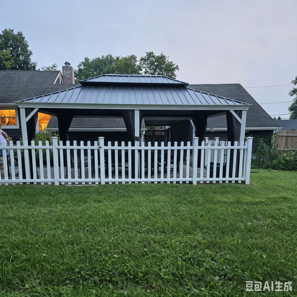 PURPLE LEAF White Gazebo for Modern Patio Double Galvanized Steel Roof Awning and Upgrade Curtain with Lights-milky